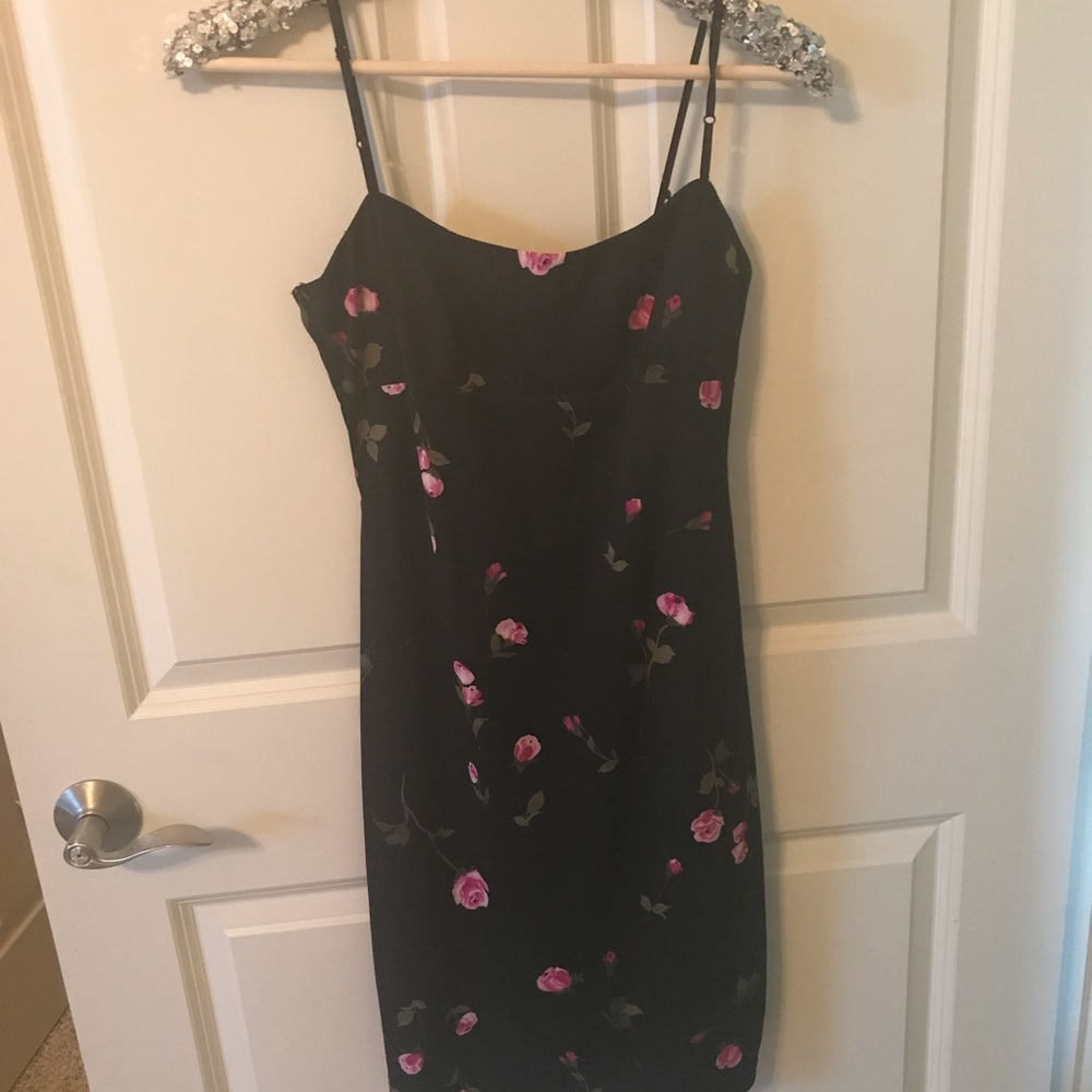 City Studio black dress with floral design.